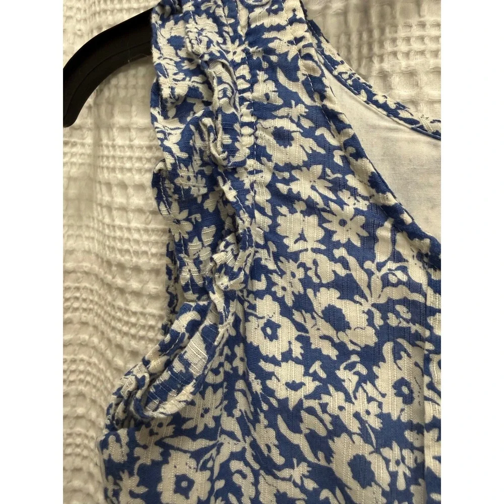 Ralph Lauren Floral Ditsy Dress Blue Ruffle Drop Waist Cute School Event Size 8